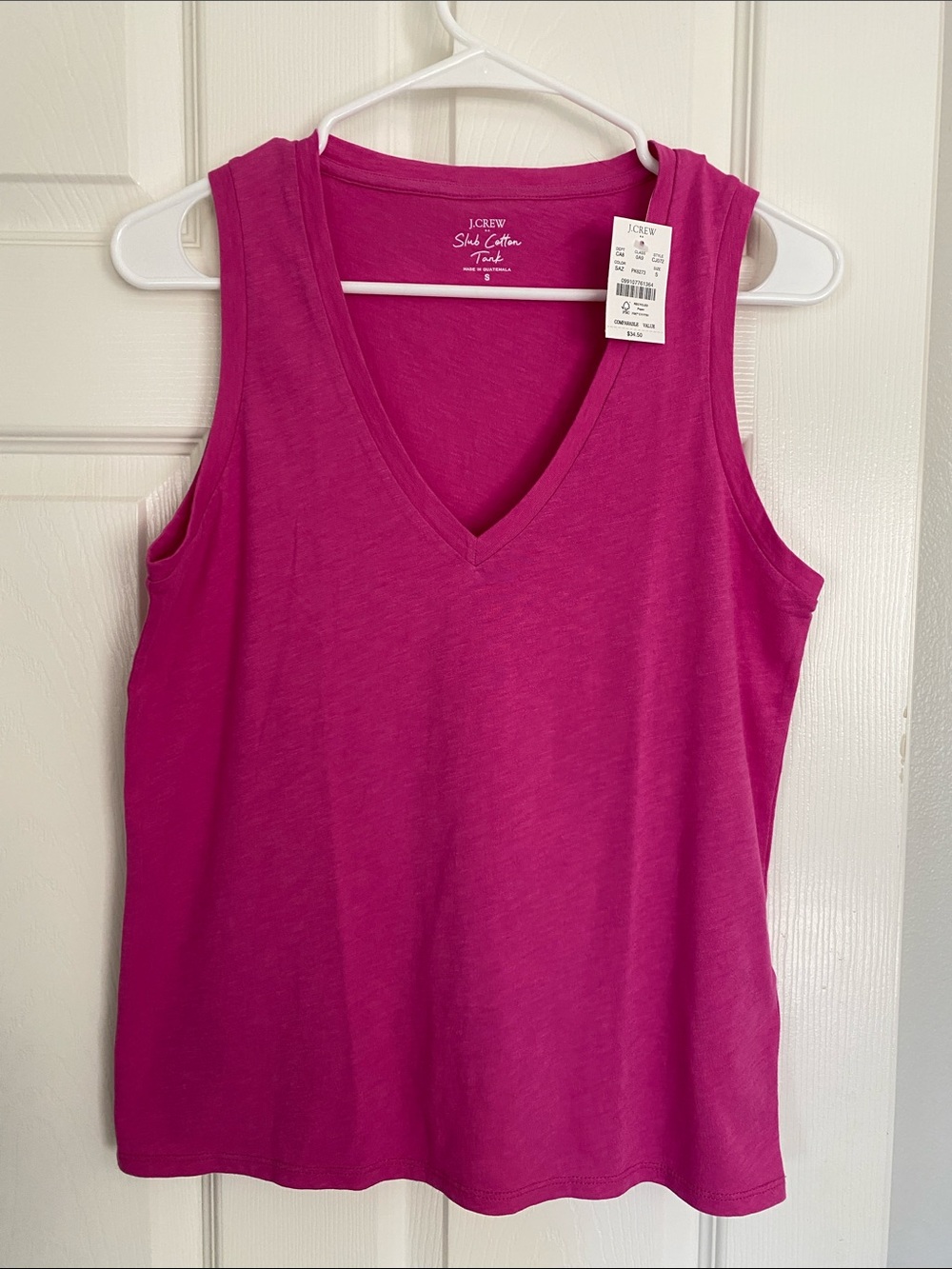 J. Crew Slub Cotton V-Neck Tank Top - Fuchsia